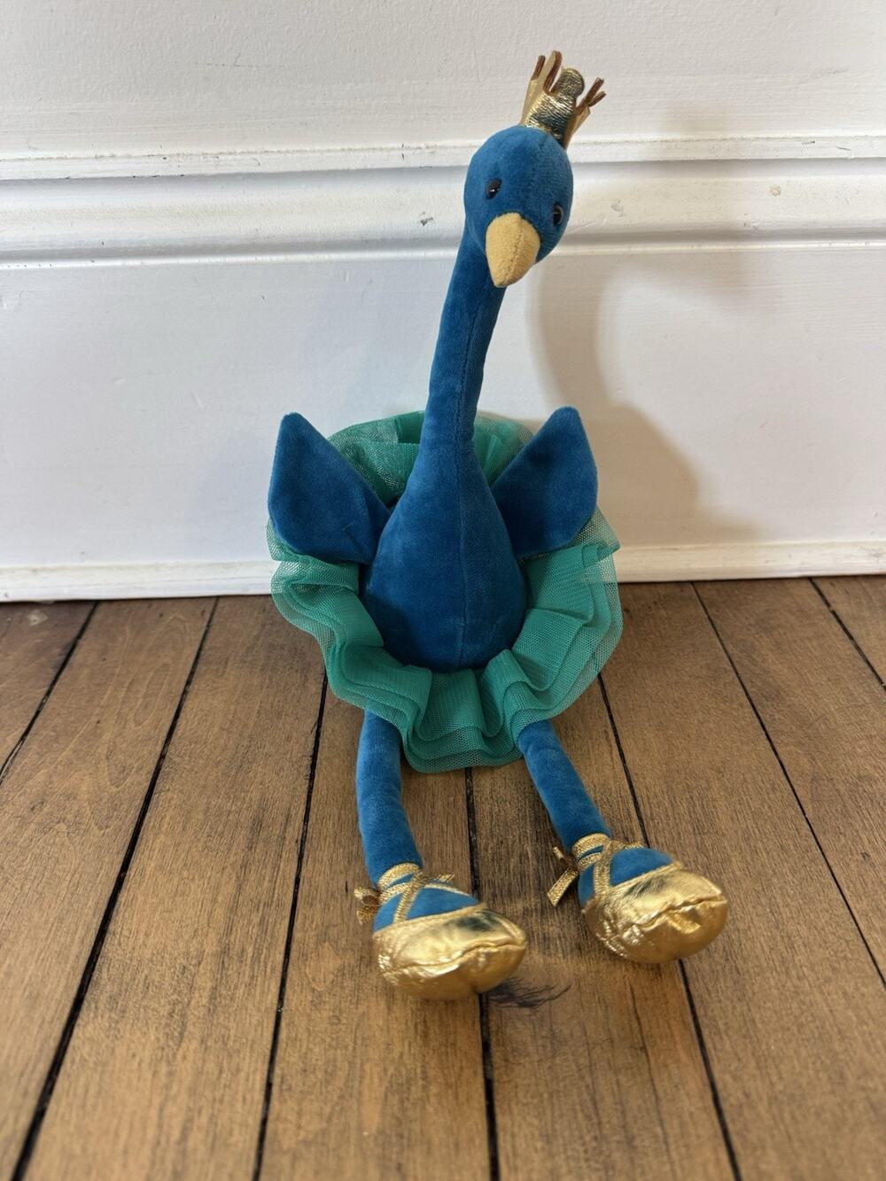 Jellycat Fancy Peacock Ballerina Plush 14" Gold Crown Tutu Shoes Retired